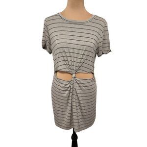 Honey Punch Cut out T-shirt dress Women's Gray Striped Small